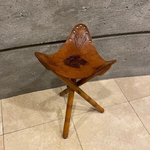 Vintage “Horse” Genuine Leather Tri-pod (camp or polo) Stool